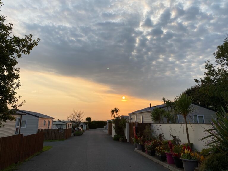 The Rereats Padstow HOliday Park Sunset across the park